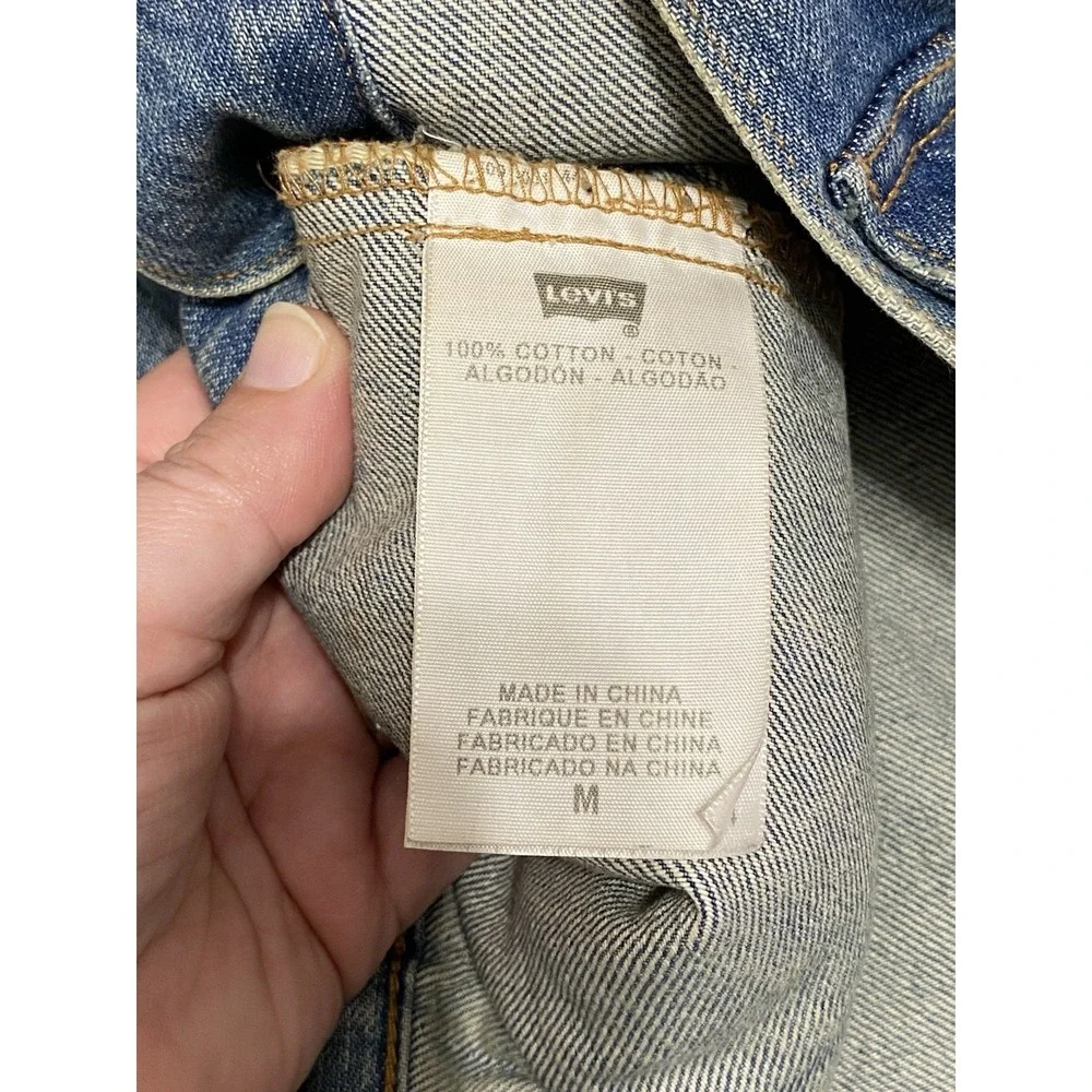 Levi's Trucker Boyfriend Jacket Women's Medium Distressed Blue Denim‎